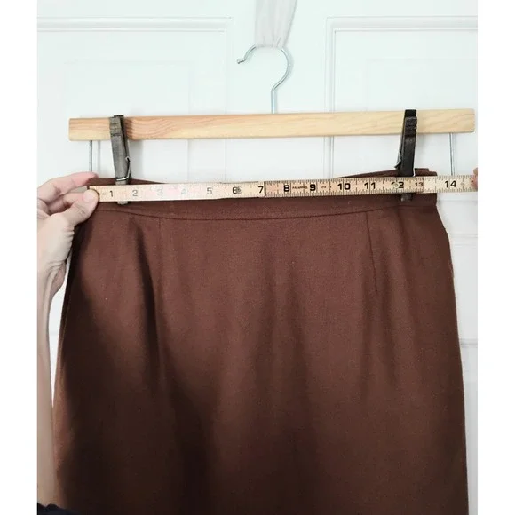 Breckenridge Vintage Brown Wool Blend Midi Pencil Skirt Women Size 6 Pockets - Picture 6 of 7